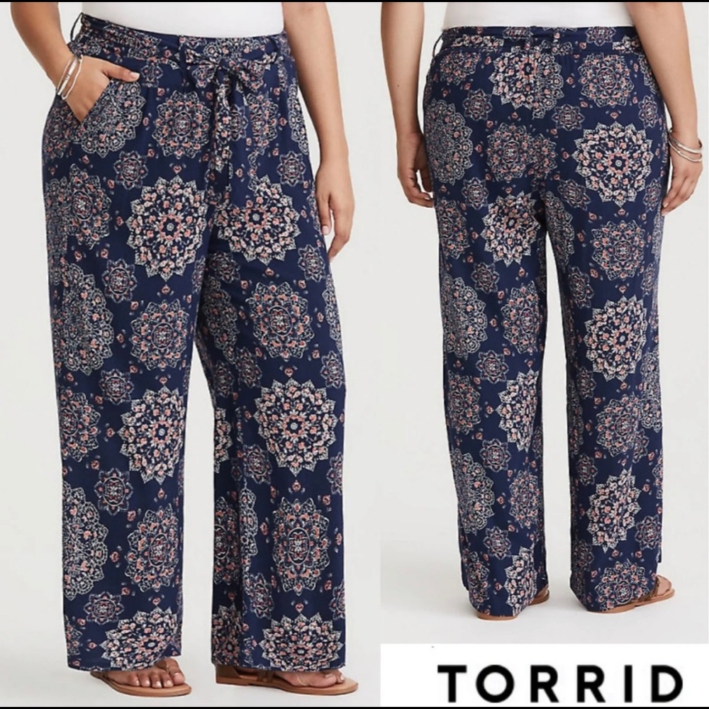 Torrid Navy Mandala Wide Leg Challis Pants